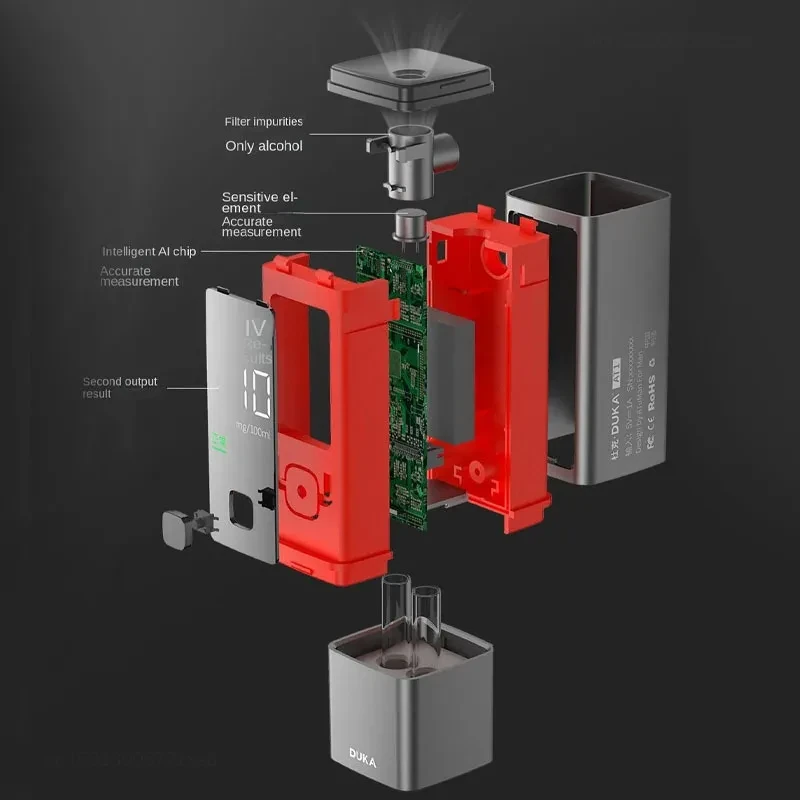(image for) DUKA Portable Alcohol Tester Non-contact Breath Analyzer LCD Digital Display Rechargeable High-precision Alcohol Tester Tool